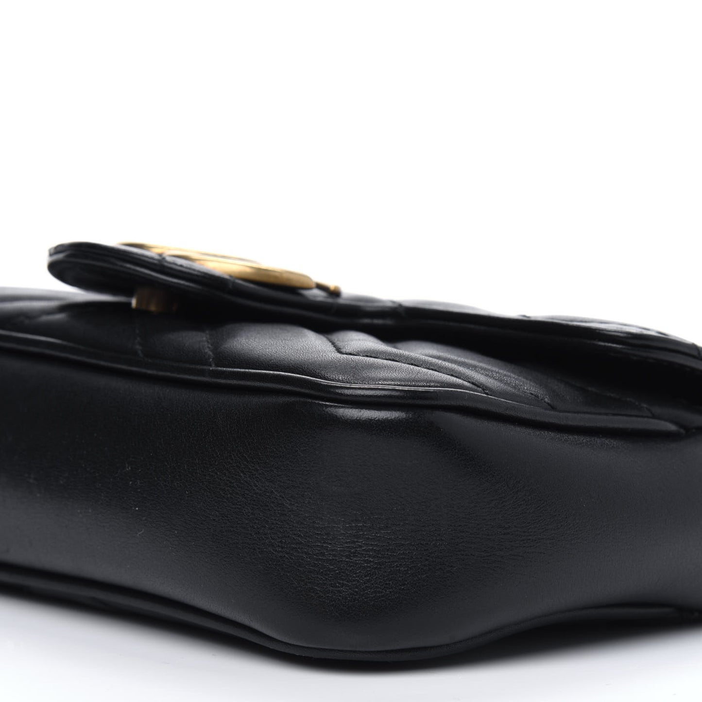 Calfskin Matelasse Super Mini GG Marmont Shoulder Bag Black