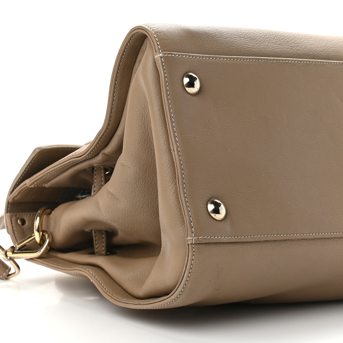 Grainy Calfskin Large Rosalie Satchel Nude
