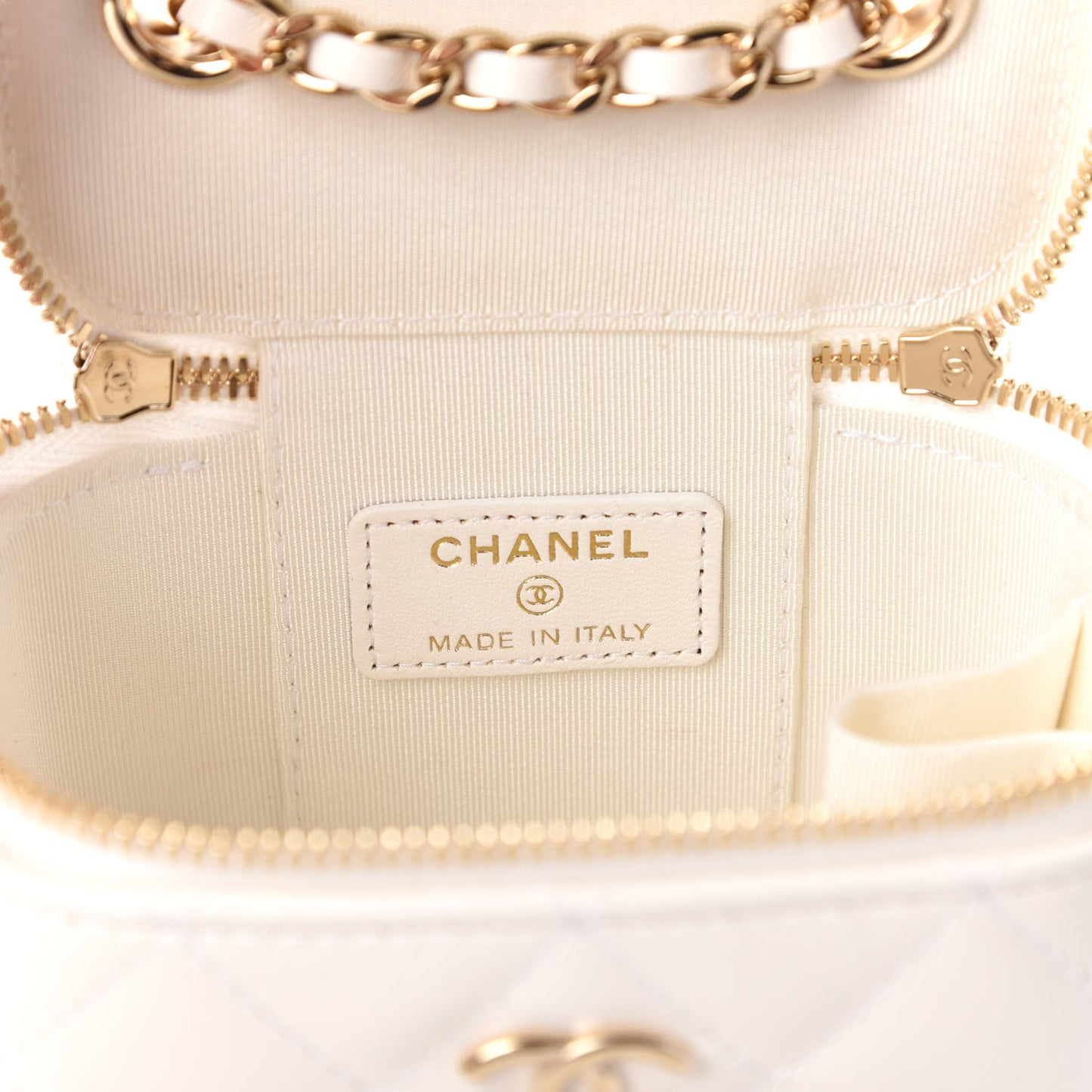 Lambskin Quilted My Chanel Lady Vanity Case With Chain White