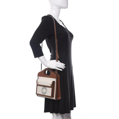 Burberry Canvas Smooth Calfskin Two Tone Mini Pocket Bag Tan 2 of 9