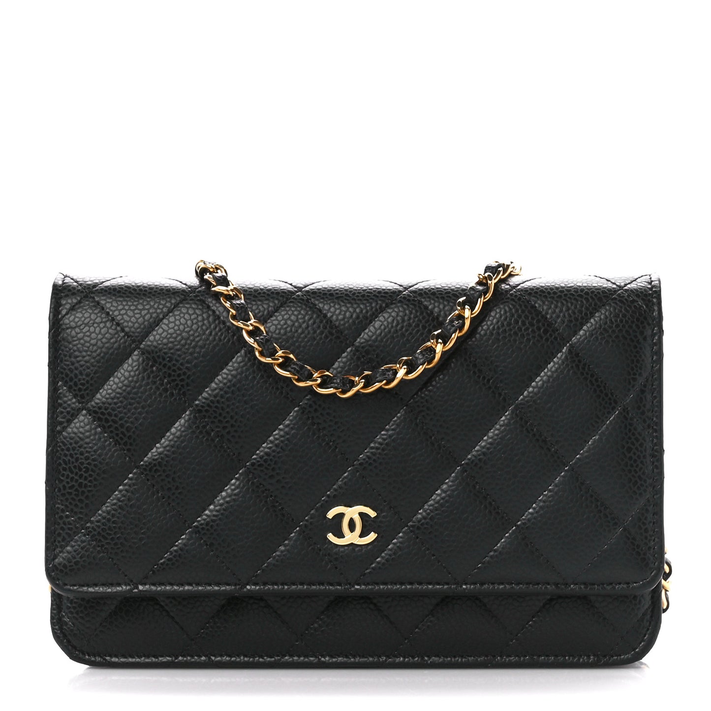 Caviar Quilted Wallet on Chain WOC Black