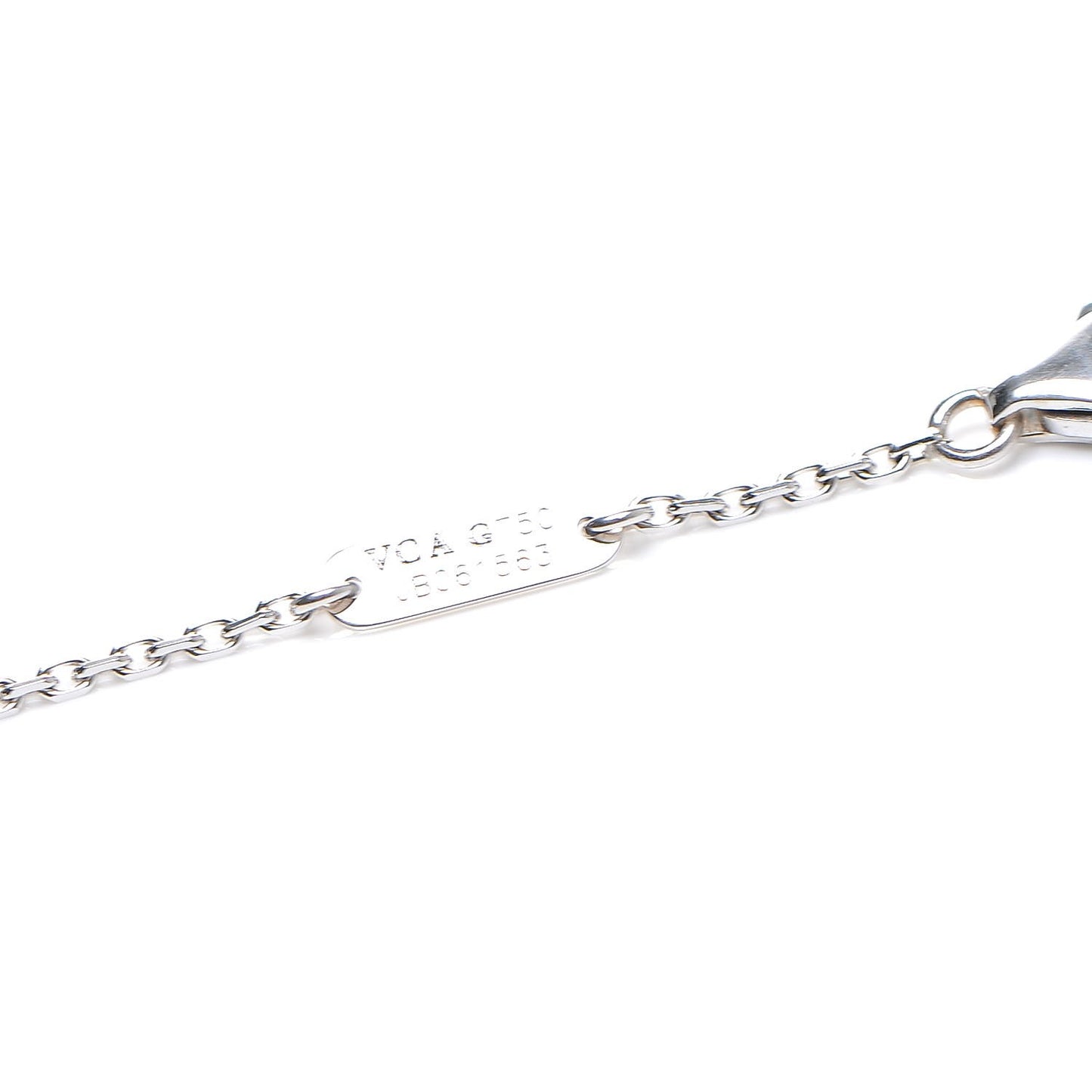 18K White Gold Mother of Pearl Vintage Alhambra Pendant Necklace