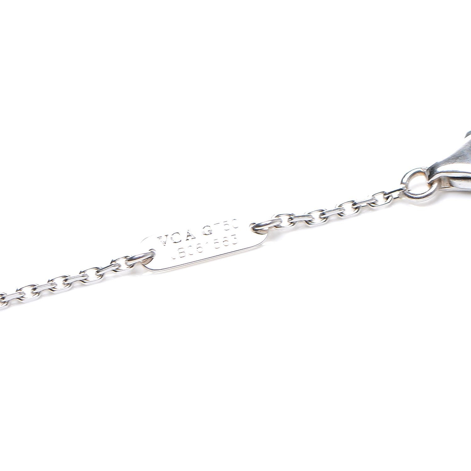 Van Cleef & Arpels 18K White Gold Mother of Pearl Vintage Alhambra Pendant Necklace 4 of 5