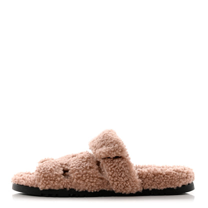 Hermes Woolskin Womens Chypre Sandals 39 Bois De Santal 1 of 8