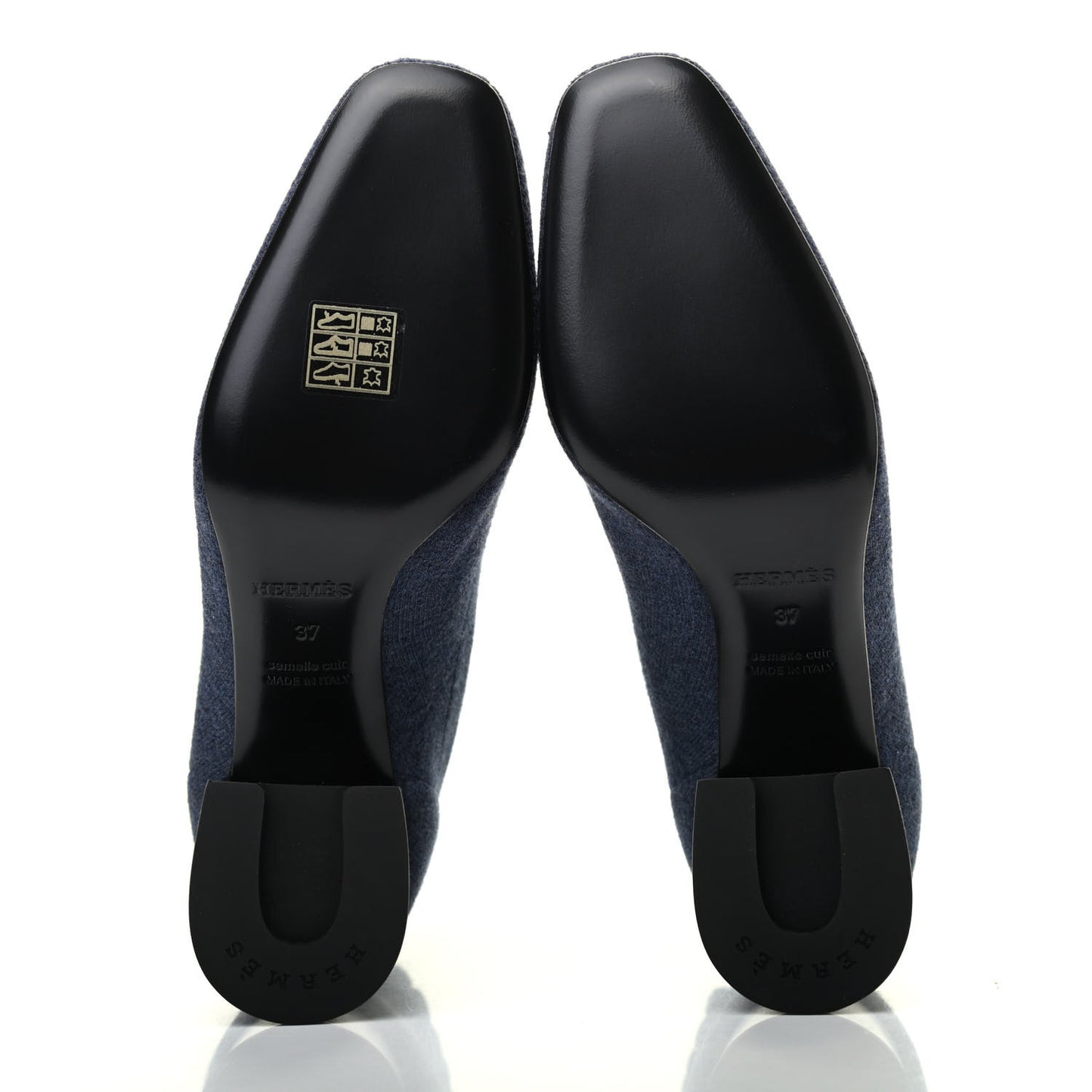 Knit Calfskin Volver Ankle Boots 37 Bleu Fonce