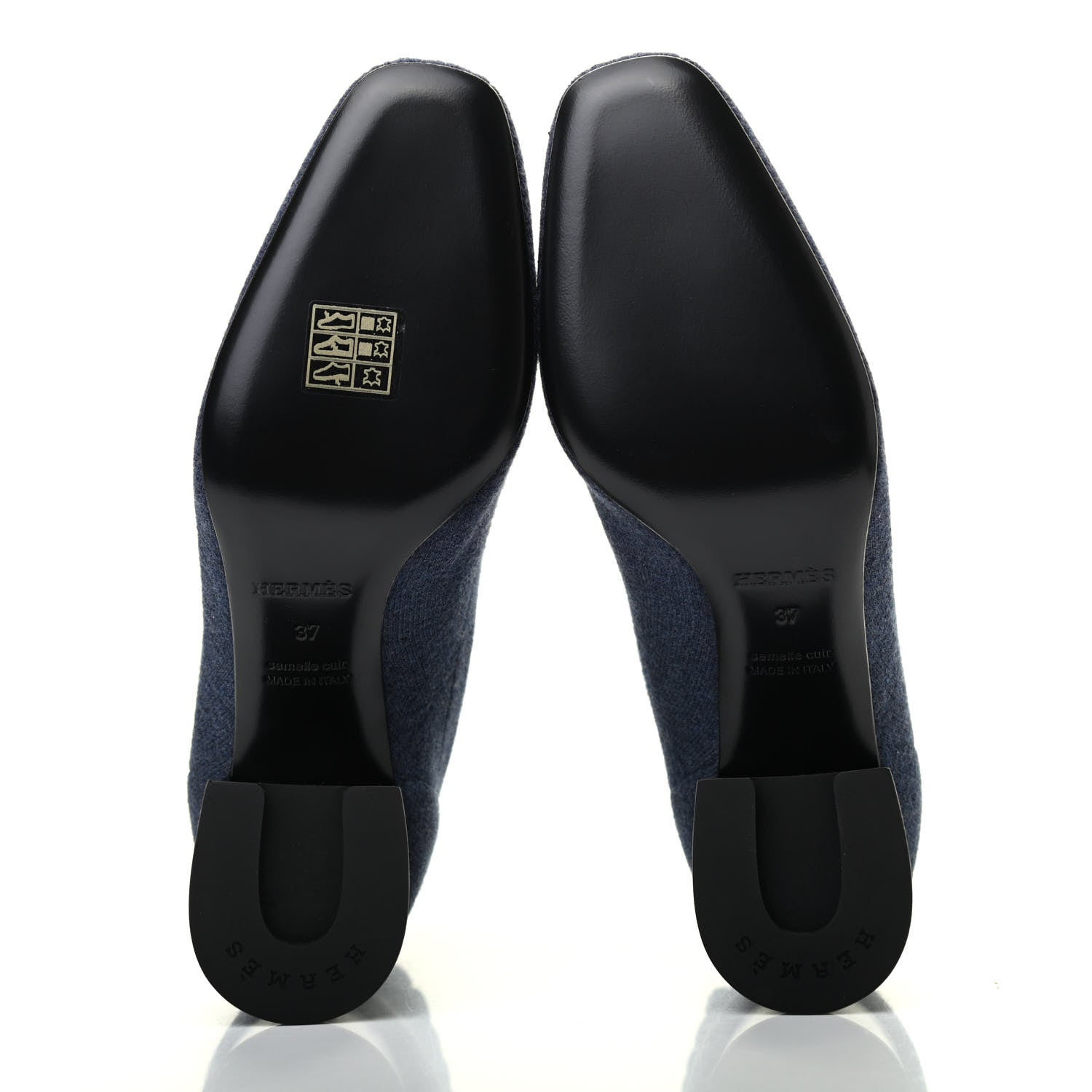 Hermes Knit Calfskin Volver Ankle Boots 37 Bleu Fonce 4 of 4