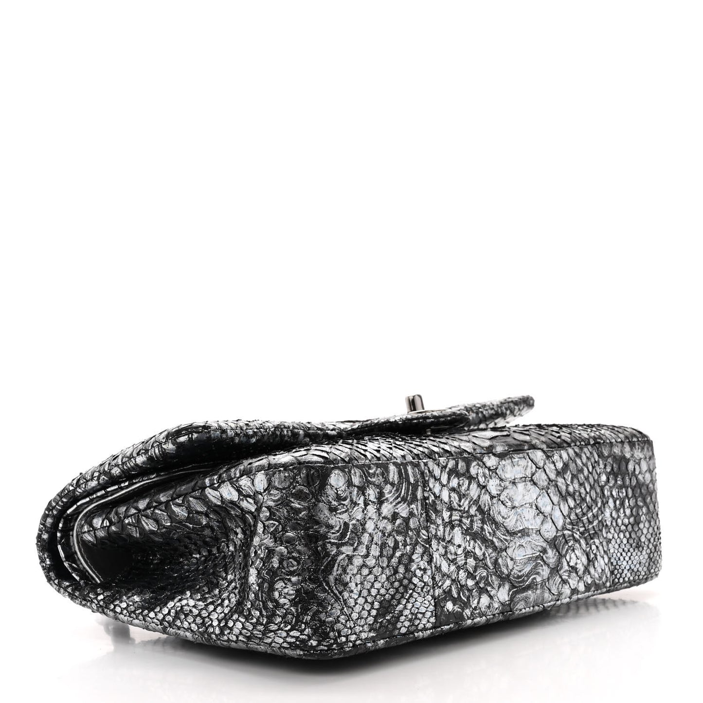 Metallic Snakeskin Medium Double Flap Blue