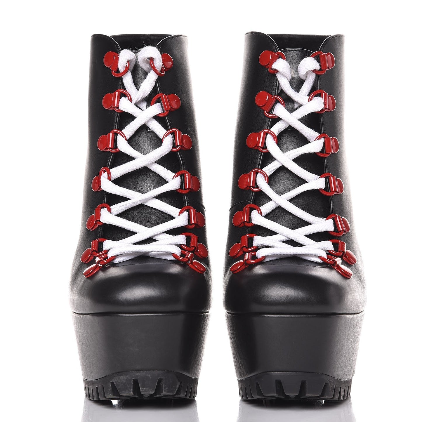 Calfskin Lifford Lace Up Platform Ankle Boots 36 Black