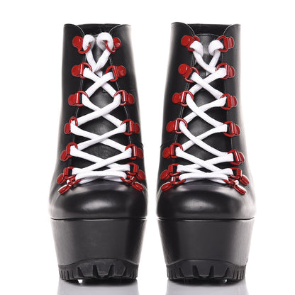 Gucci Calfskin Lifford Lace Up Platform Ankle Boots 36 Black 2 of 11