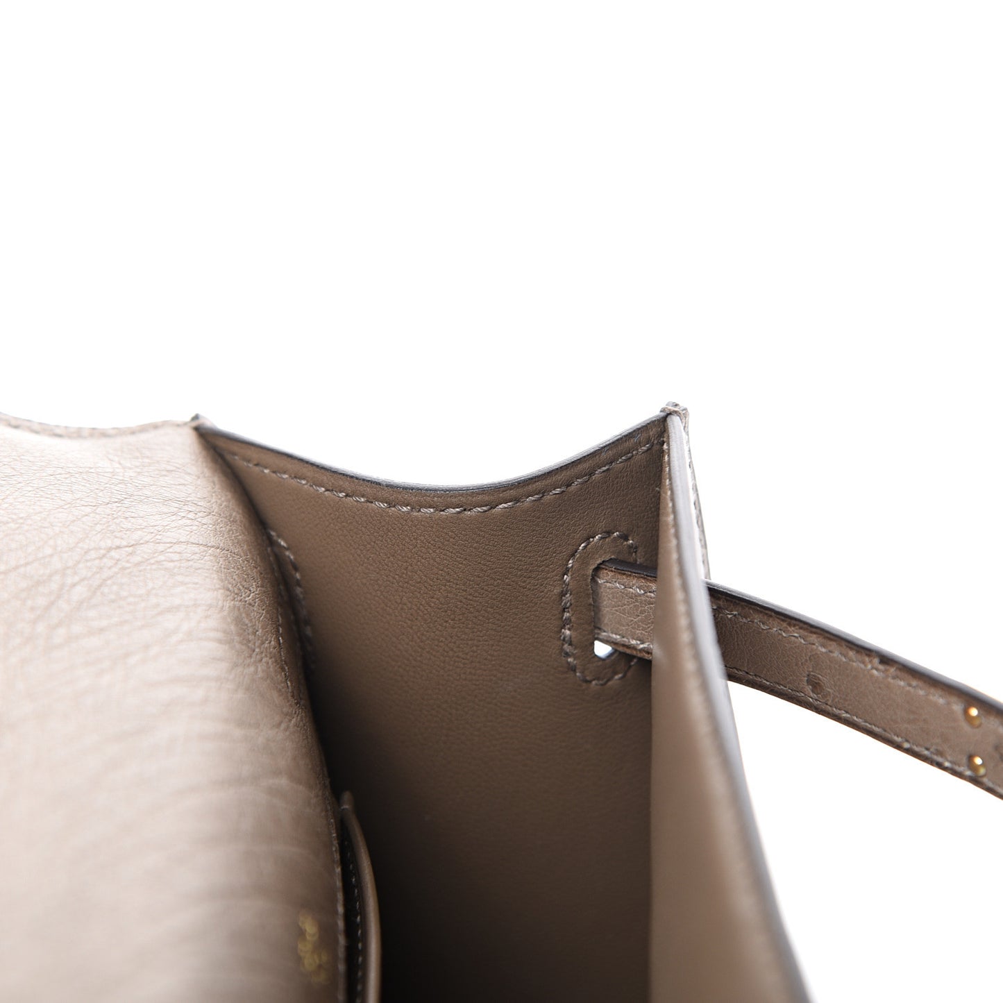 Ostrich Kelly Pochette Clutch Gris Asphalte