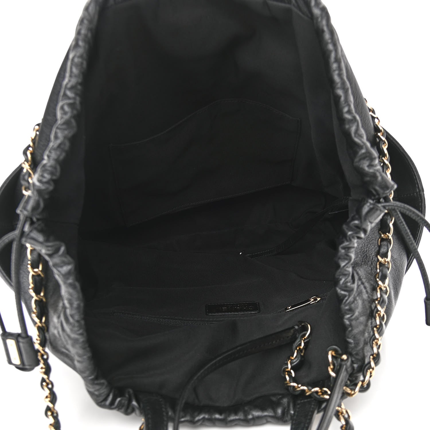 Chanel Lambskin Quilted Drawstring Shopping Bag Black 5 of 11