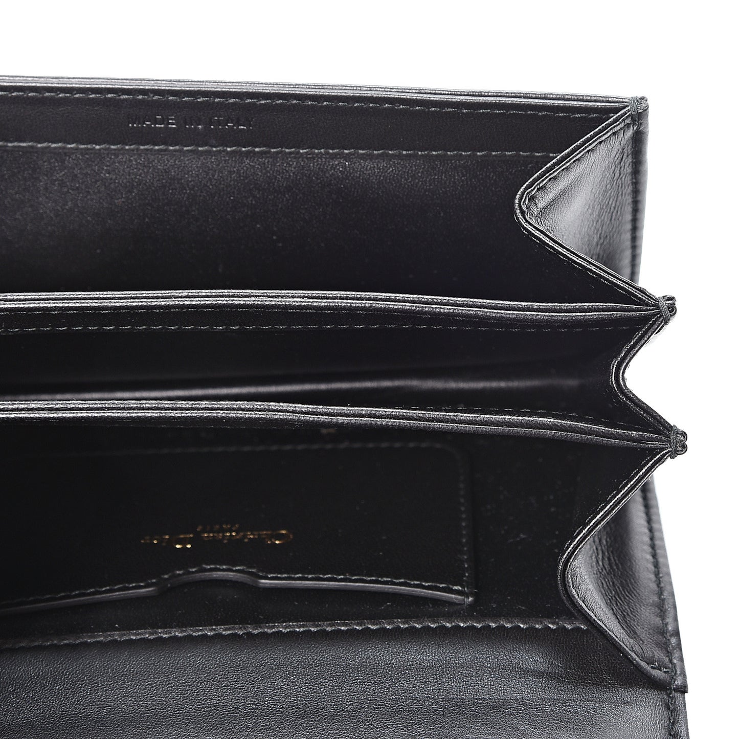Lambskin Embroidered C'est I Feel Blue Clutch Black