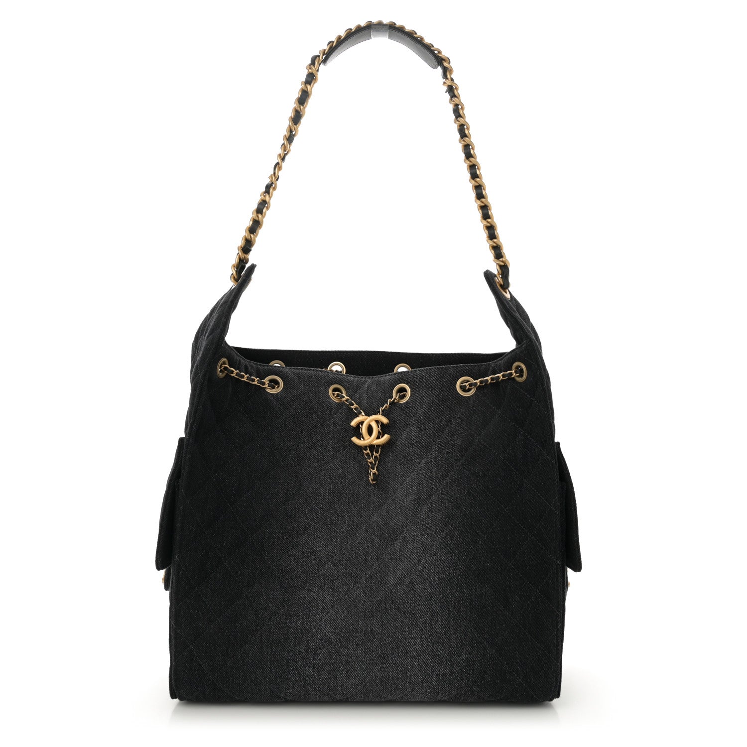 Chanel Washed Denim Quilted Medium Chanel 25 Handbag Black 1 of 11