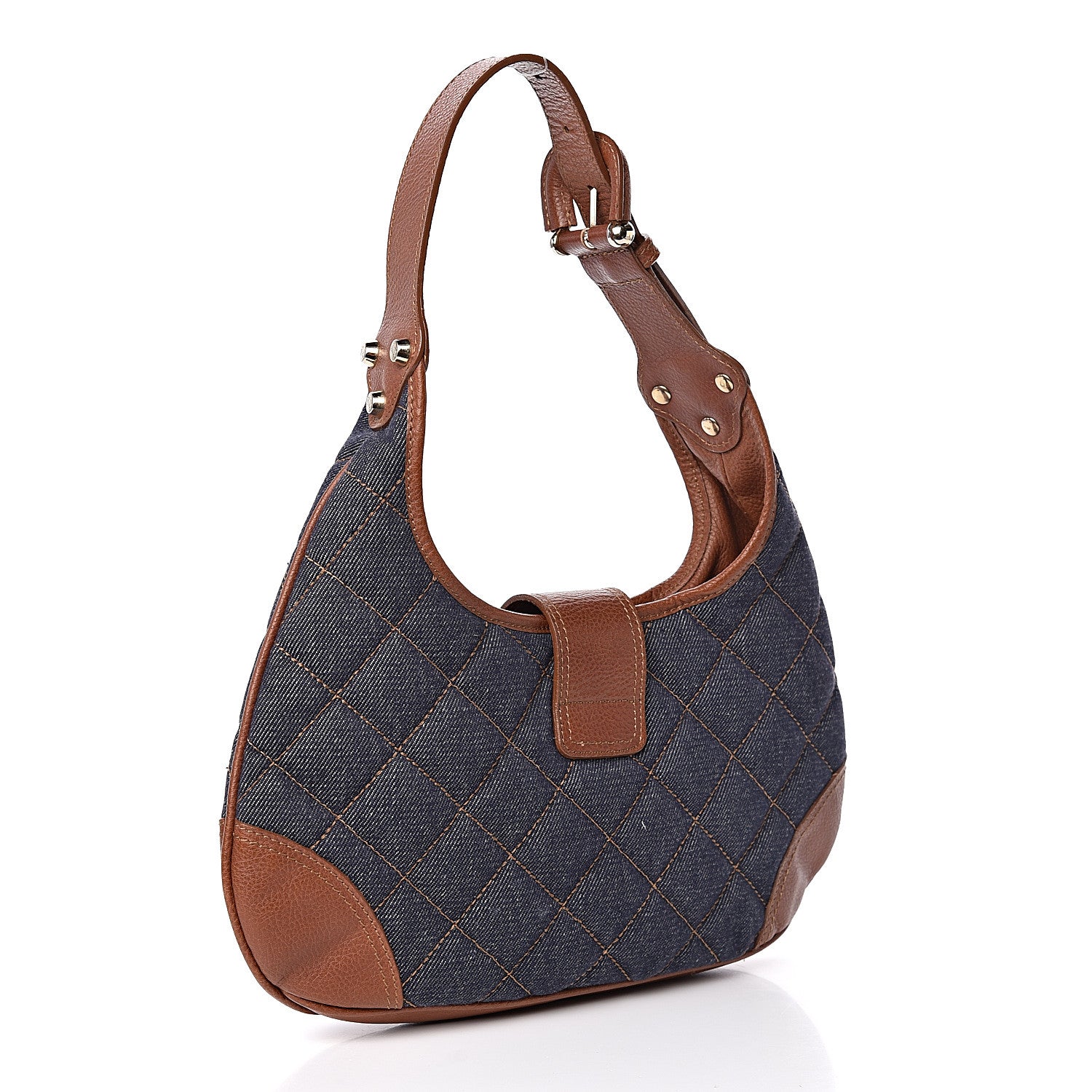 Burberry Denim Quilted Small Brook Hobo Blue 3 of 11