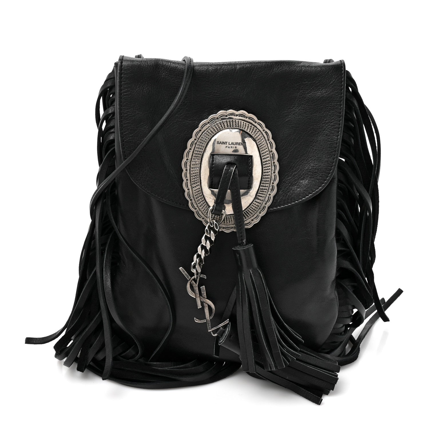 Saint Laurent Lambskin Anita Tassed Crossbody Bag Black 1 of 10