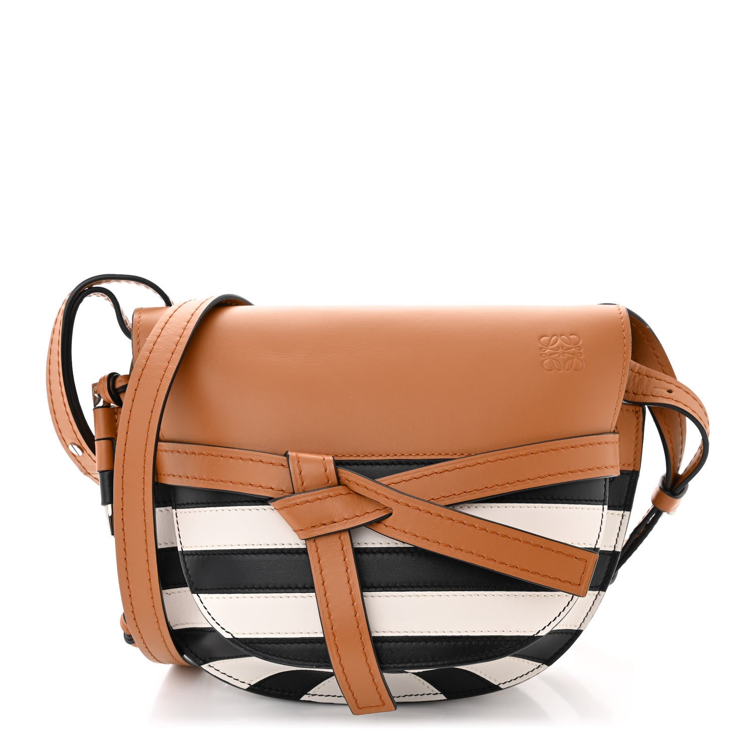 Loewe Calfskin Marine Stripe Small Gate Crossbody Bag Tan 1 of 9