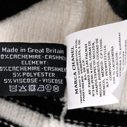 Chanel Cashmere Quilted CC Beanie Hat White Black 6 of 6