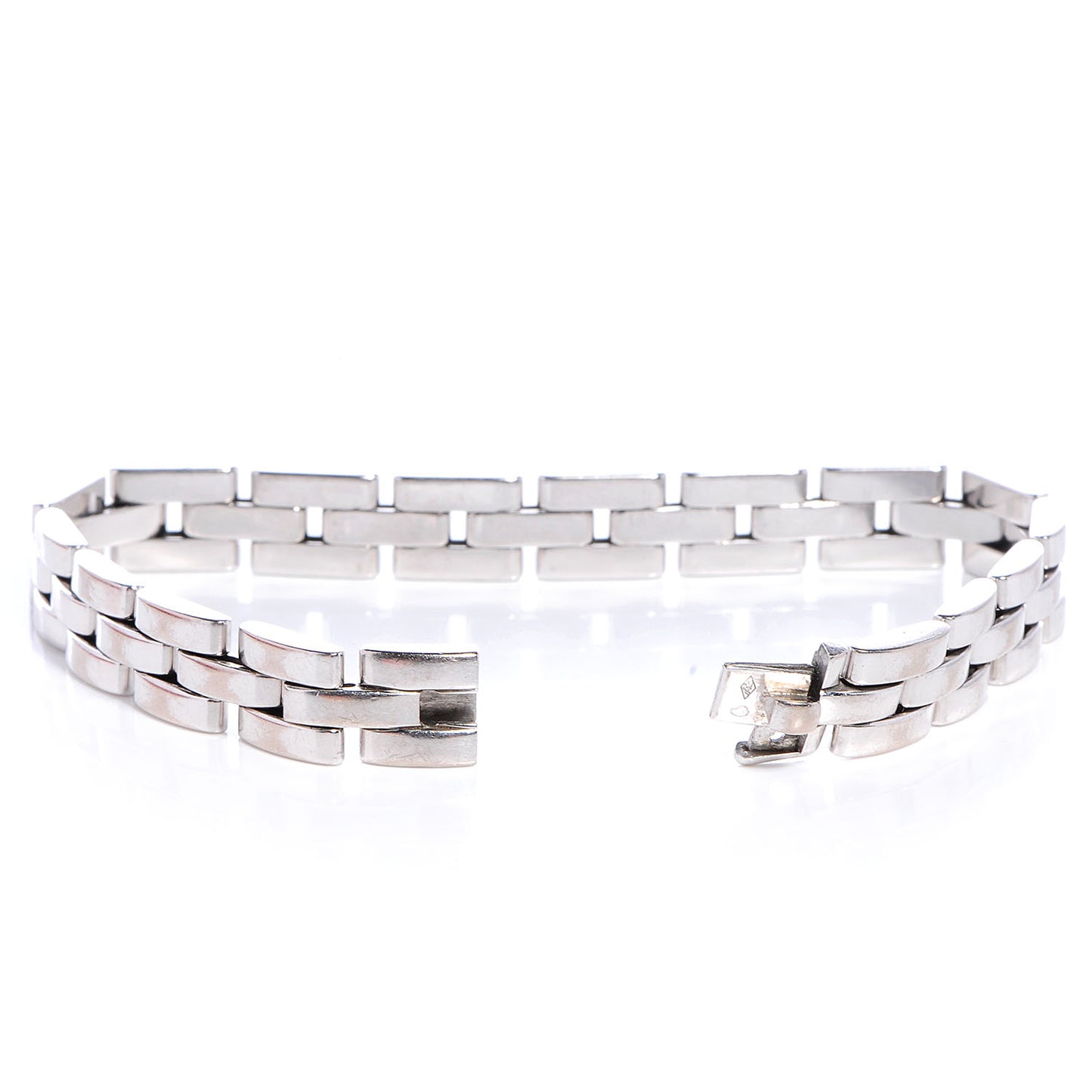 18k White Gold Panthere Maillon Three Row Bracelet