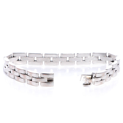 Cartier 18k White Gold Panthere Maillon Three Row Bracelet 4 of 7