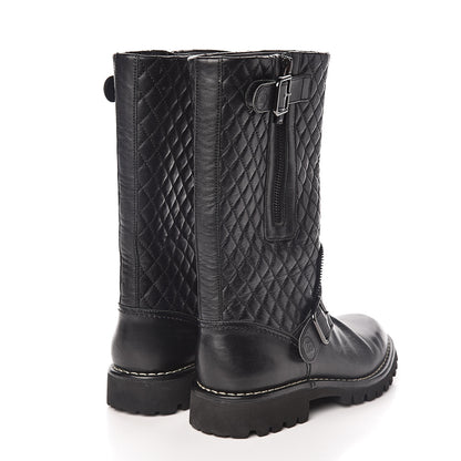 Chanel Calfskin Quilted Biker Boots 36 Black 4 of 9