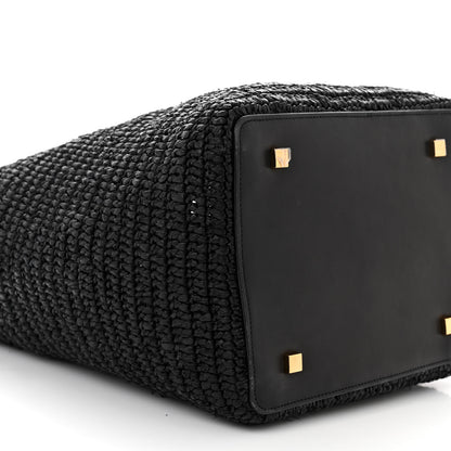 Saint Laurent Raffia Calfskin Monogram Le 37 Bucket Bag Black 9 of 11