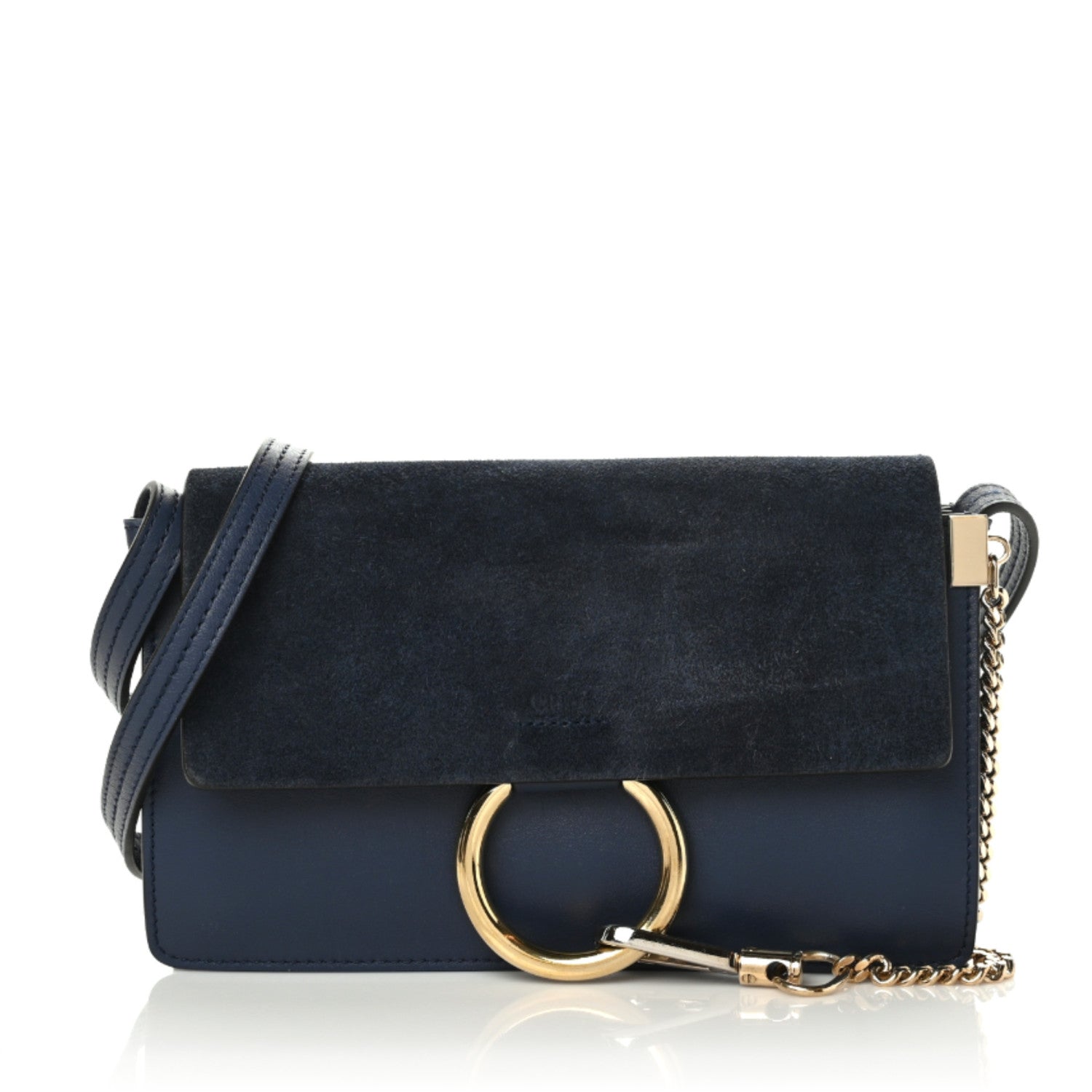 Chloe Suede Calfskin Small Faye Shoulder Bag Denim Blue 1 of 8