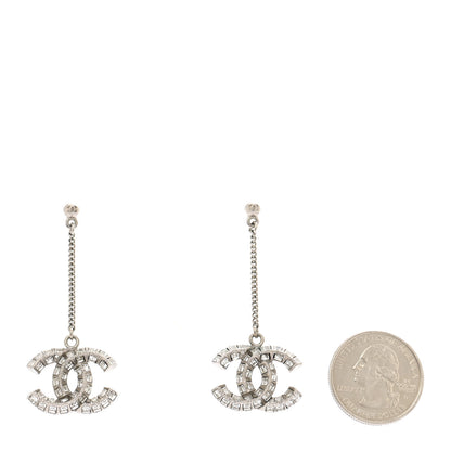 Chanel Baguette Crystal CC Drop Earrings Silver 2 of 4