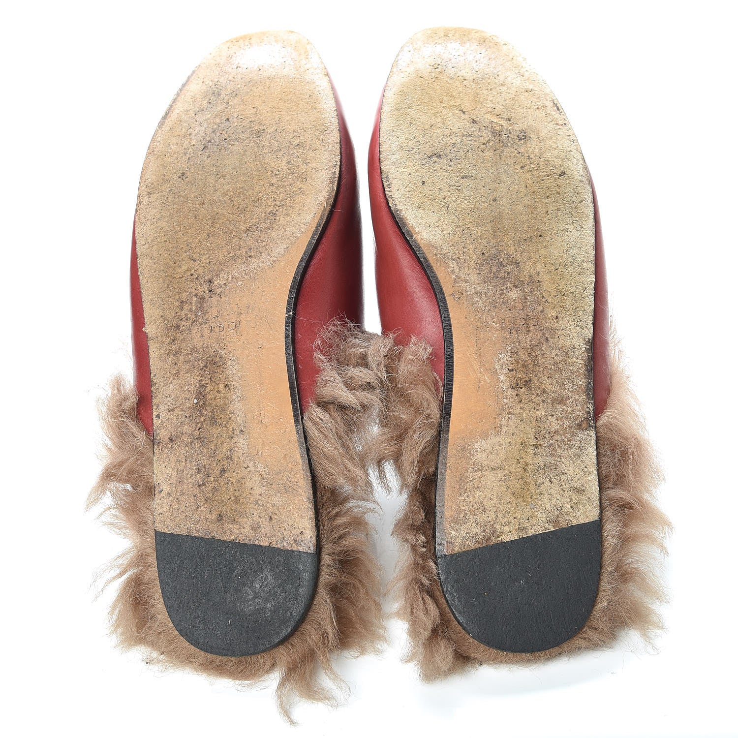 Gucci Betis Glamour Calfskin Fur Womens Princetown Slippers 40.5 Hibiscus Red Naturale 7 of 20