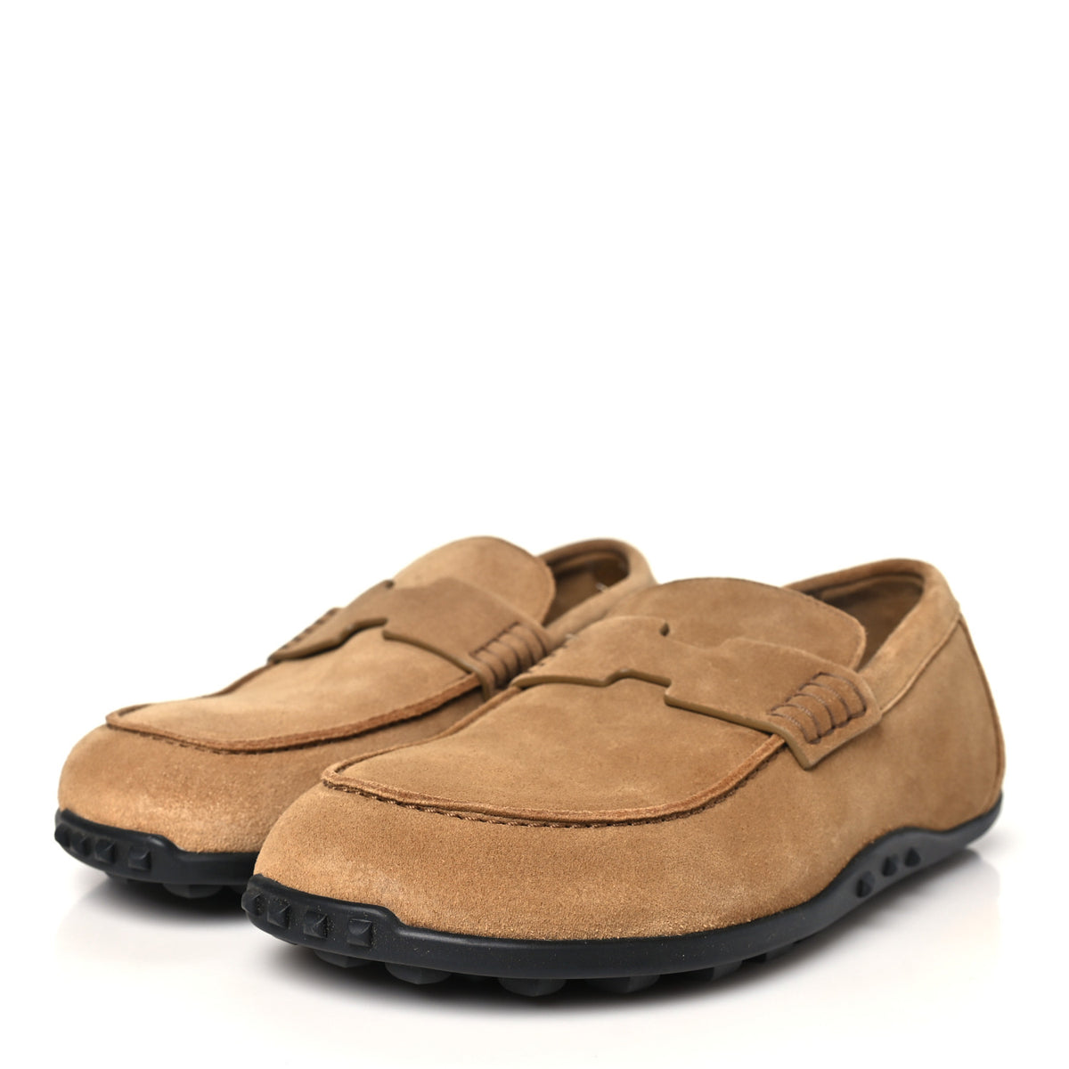 Suede Calfskin Womens Lazy Loafers 37 Brune Fume