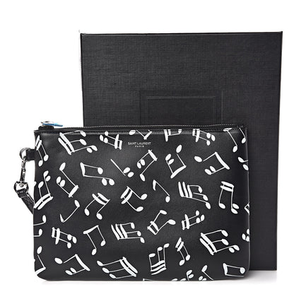 Saint Laurent Calfskin Musical Notes Zip Pouch Black 8 of 8
