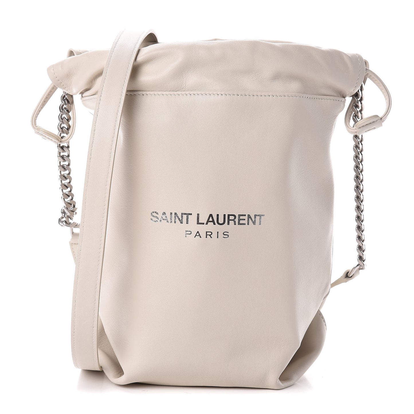 Lambskin Small Teddy Bucket Bag White