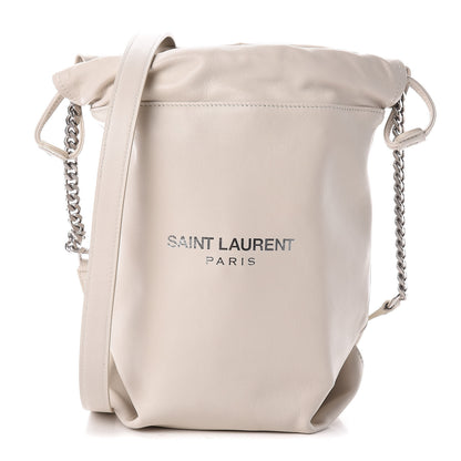 Saint Laurent Lambskin Small Teddy Bucket Bag White 3 of 10