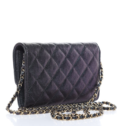 Chanel Iridescent Caviar Quilted Classic Clutch With Chain Black 3 of 11