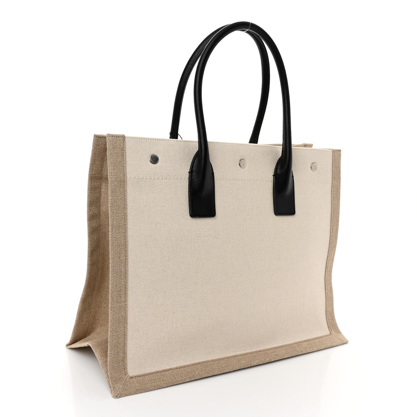 Linen Calfskin Small Rive Gauche Tote Greggio Natural