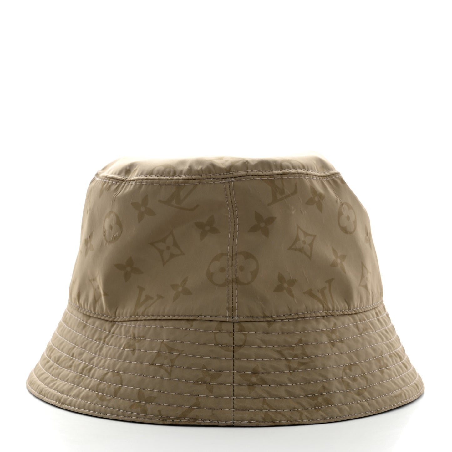 Nylon Wool Monogram Reversible Rain Bucket Hat L Beige