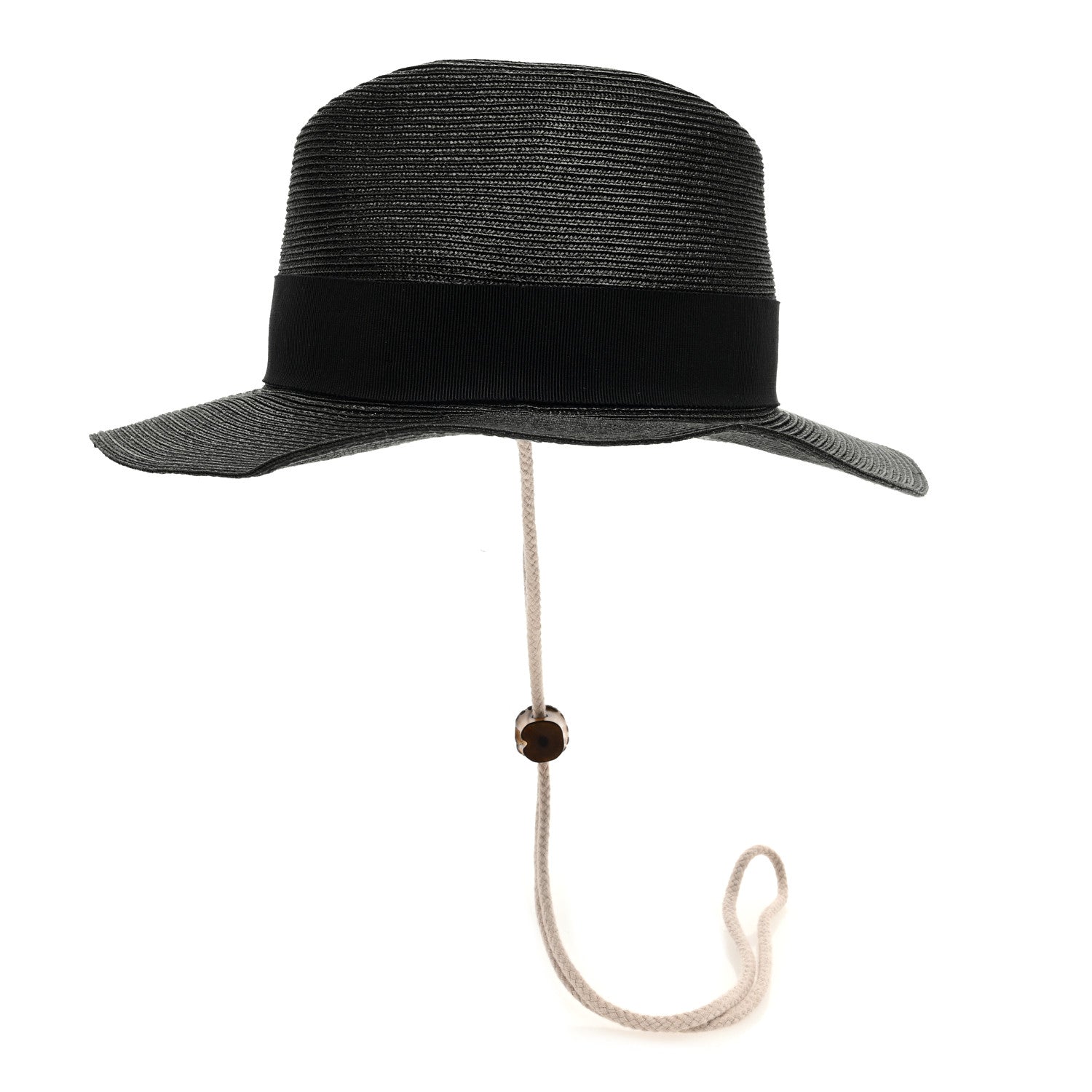 Gucci Raffia Bamboo GG Fedora Hat M Black 6 of 8