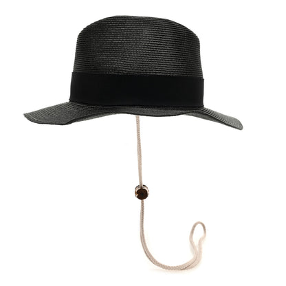 Gucci Raffia Bamboo GG Fedora Hat M Black 6 of 8
