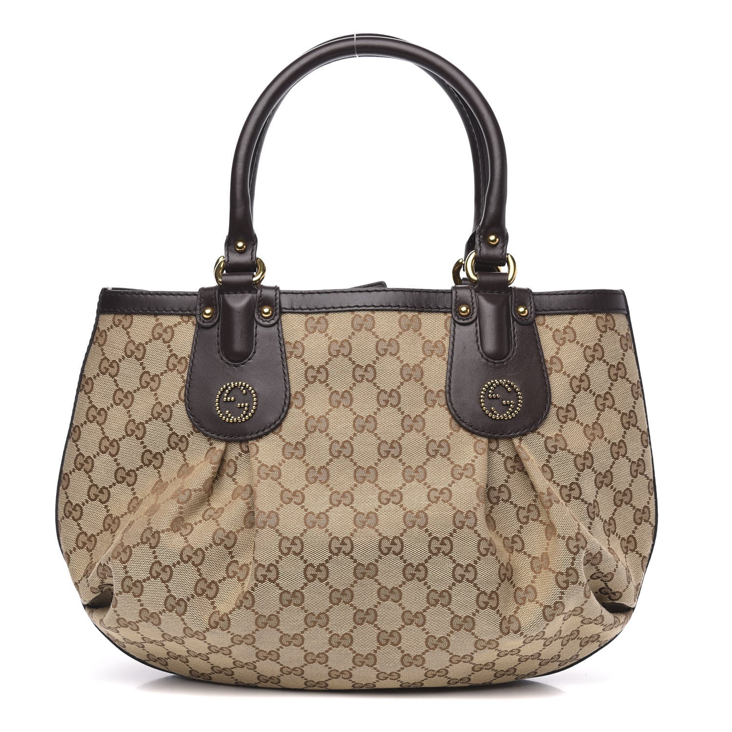 Gucci Monogram Medium Scarlett Studded Tote Dark Brown 1 of 11