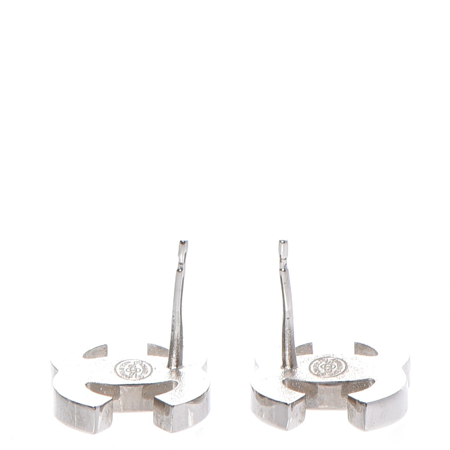 Enamel CC Earrings Navy White Silver