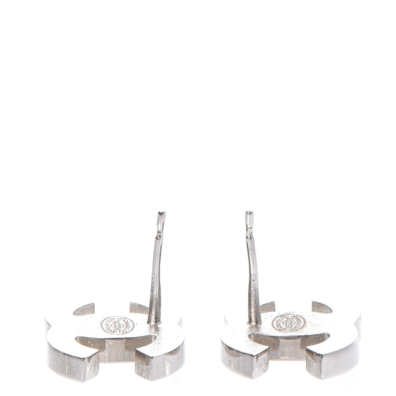 Chanel Enamel CC Earrings Navy White Silver 4 of 6