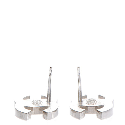 Chanel Enamel CC Earrings Navy White Silver 4 of 6