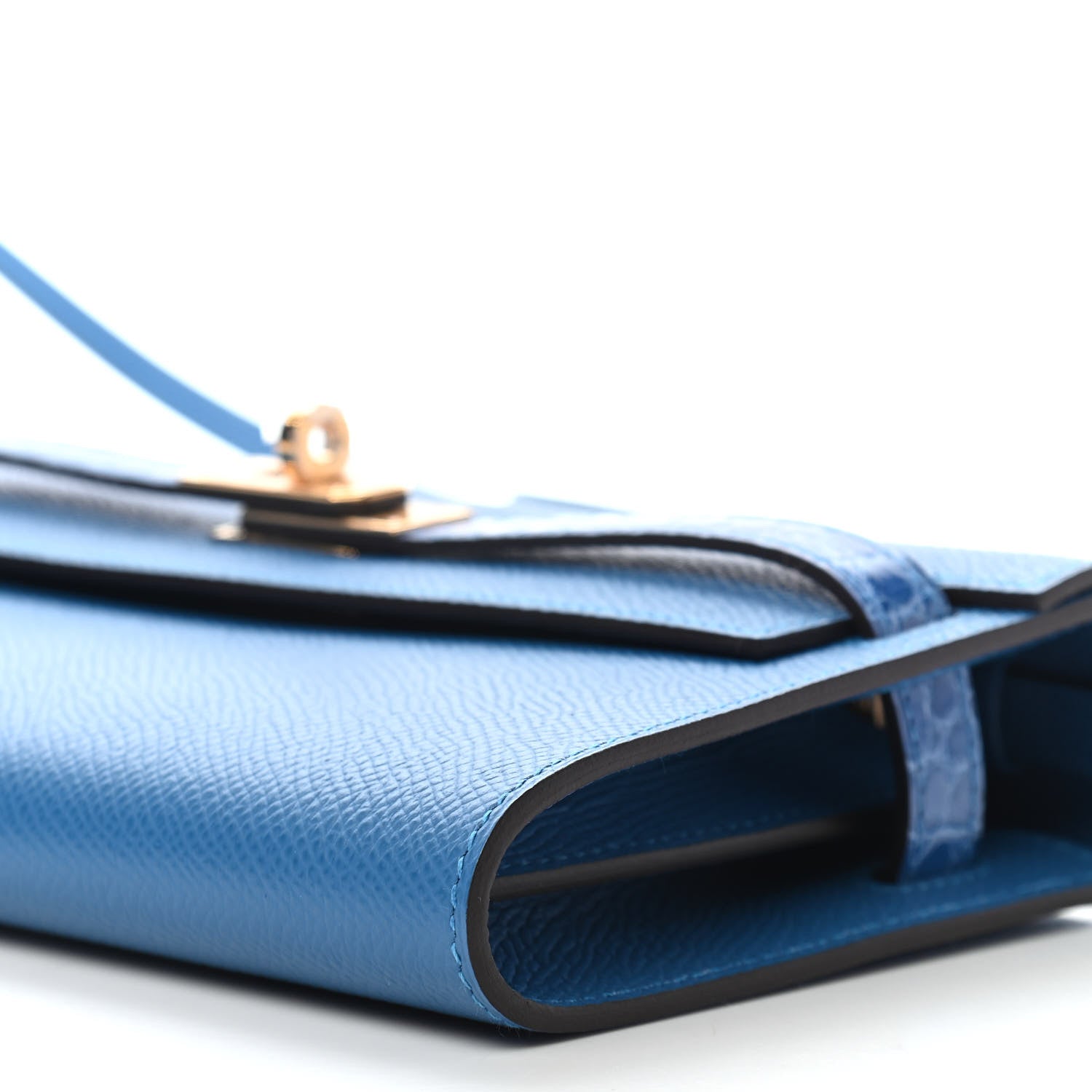 Hermes Epsom Shiny Alligator Touch Kelly Wallet To Go Mykonos Bleu Zellige 8 of 8