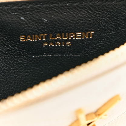 Saint Laurent Grain De Poudre Matelasse Chevron Monogram Fragments Zippered Card Case Blanc Vintage 5 of 6