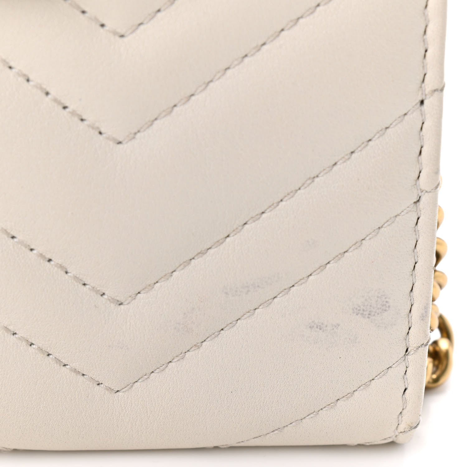Gucci Calfskin Matelasse Mini GG Marmont Chain Wallet Mystic White 11 of 14