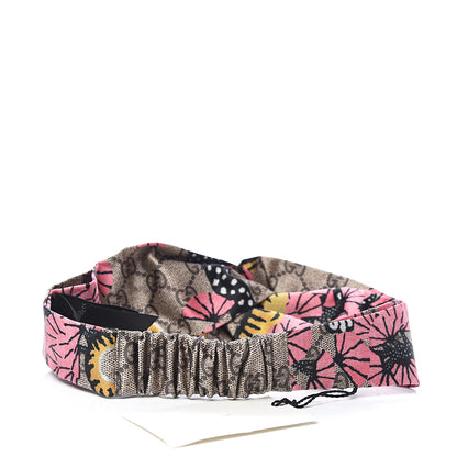 Gucci Silk Monogram Bengal Tiger Print Duchesse Headband Pink 2 of 3