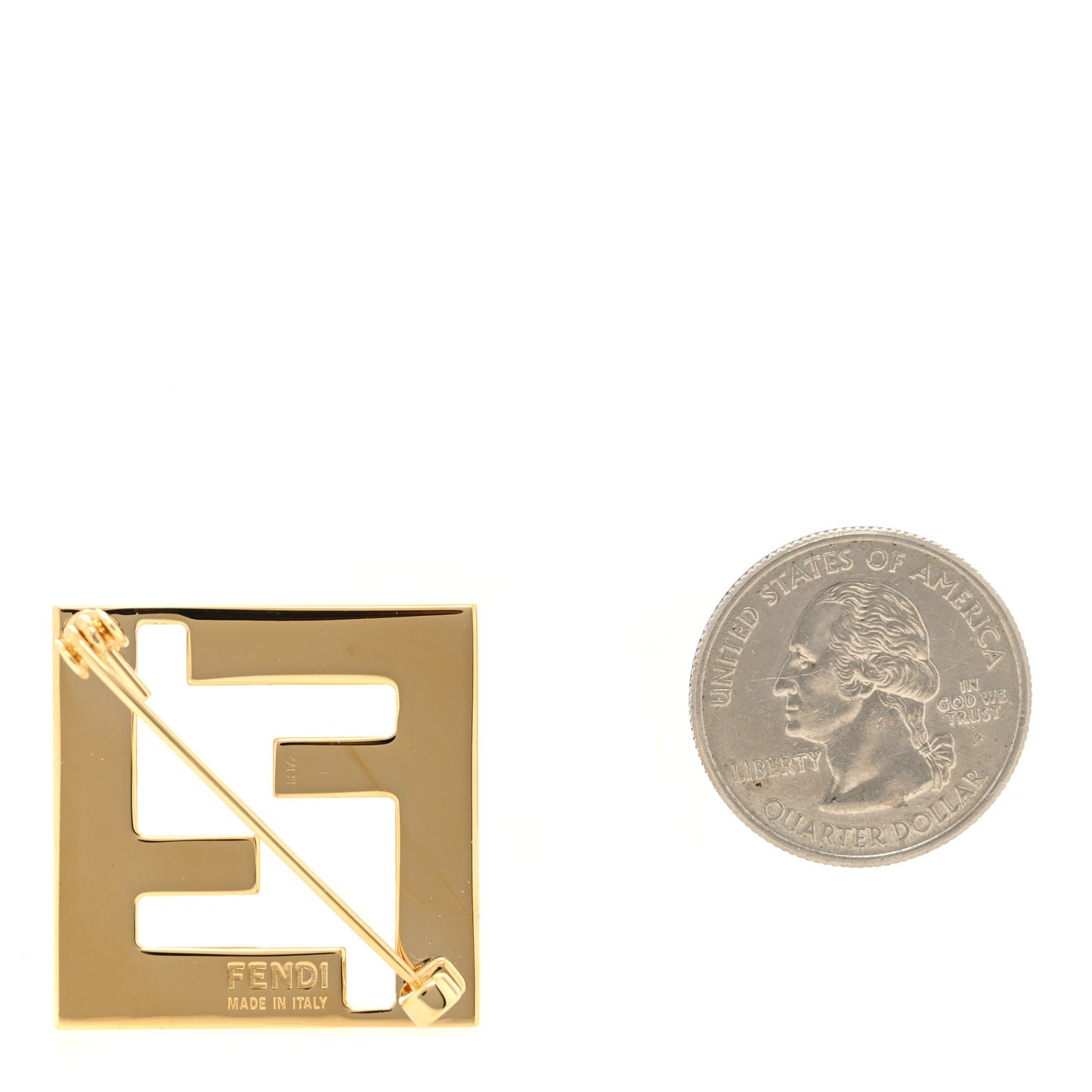 Metal Enamel Fendi Forever Brooch Black Gold