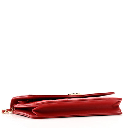 Chanel Lambskin Quilted Boy Wallet On Chain WOC Red 4 of 21