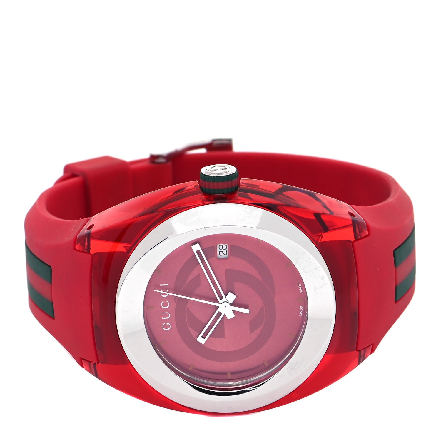 Gucci Stainless Steel Rubber 46mm Sync Web Quartz Watch Red 2 of 4