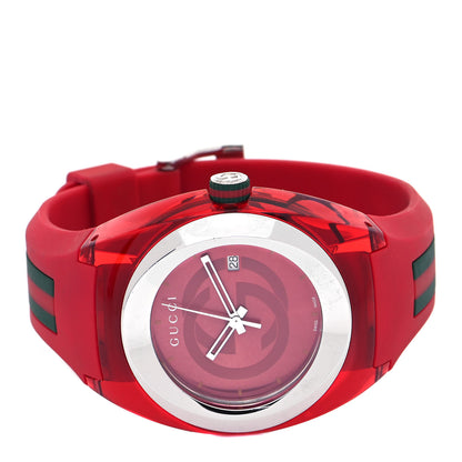 Gucci Stainless Steel Rubber 46mm Sync Web Quartz Watch Red 2 of 4