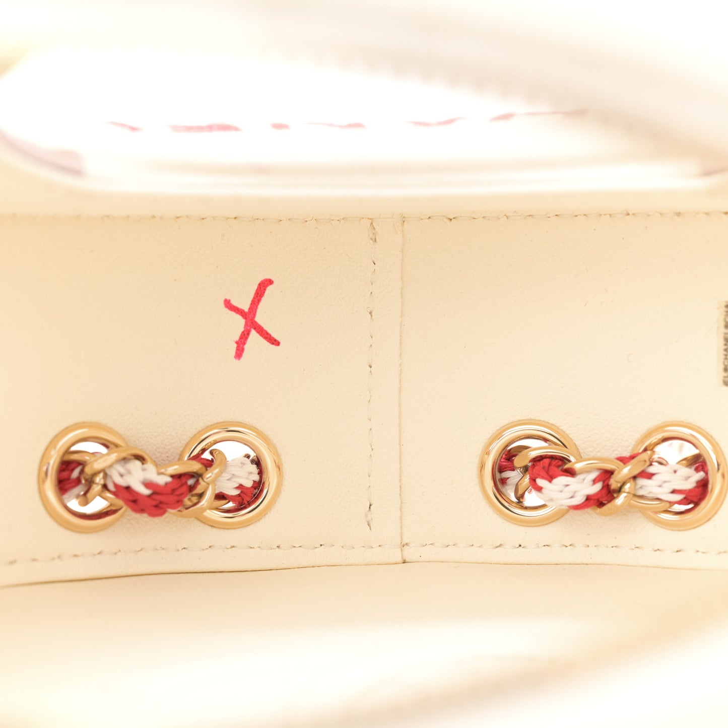 Lambskin Coco Lifesaver Round Bag Red White